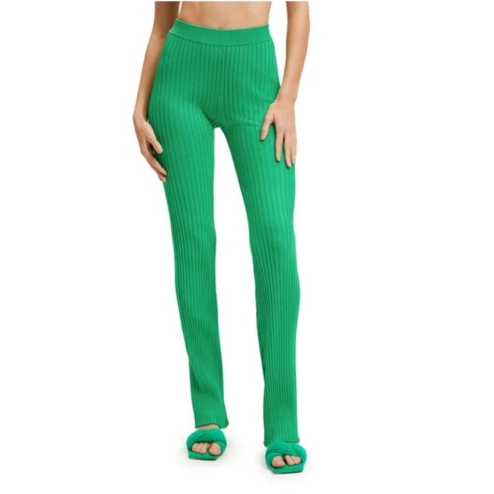 Good American Knit Ribbed Flare Summer Green Pants Size 1/2 (XS/S)